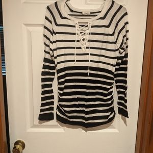 Black & White Striped Maternity Top